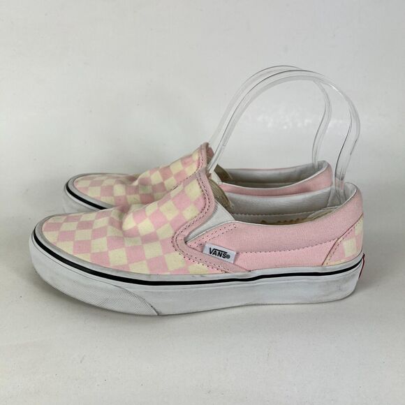 VANS Classic Slip-On Shoes Women 6 Pink Checkerboard Canvas Elastic Side Comfort - Picture 5 of 12